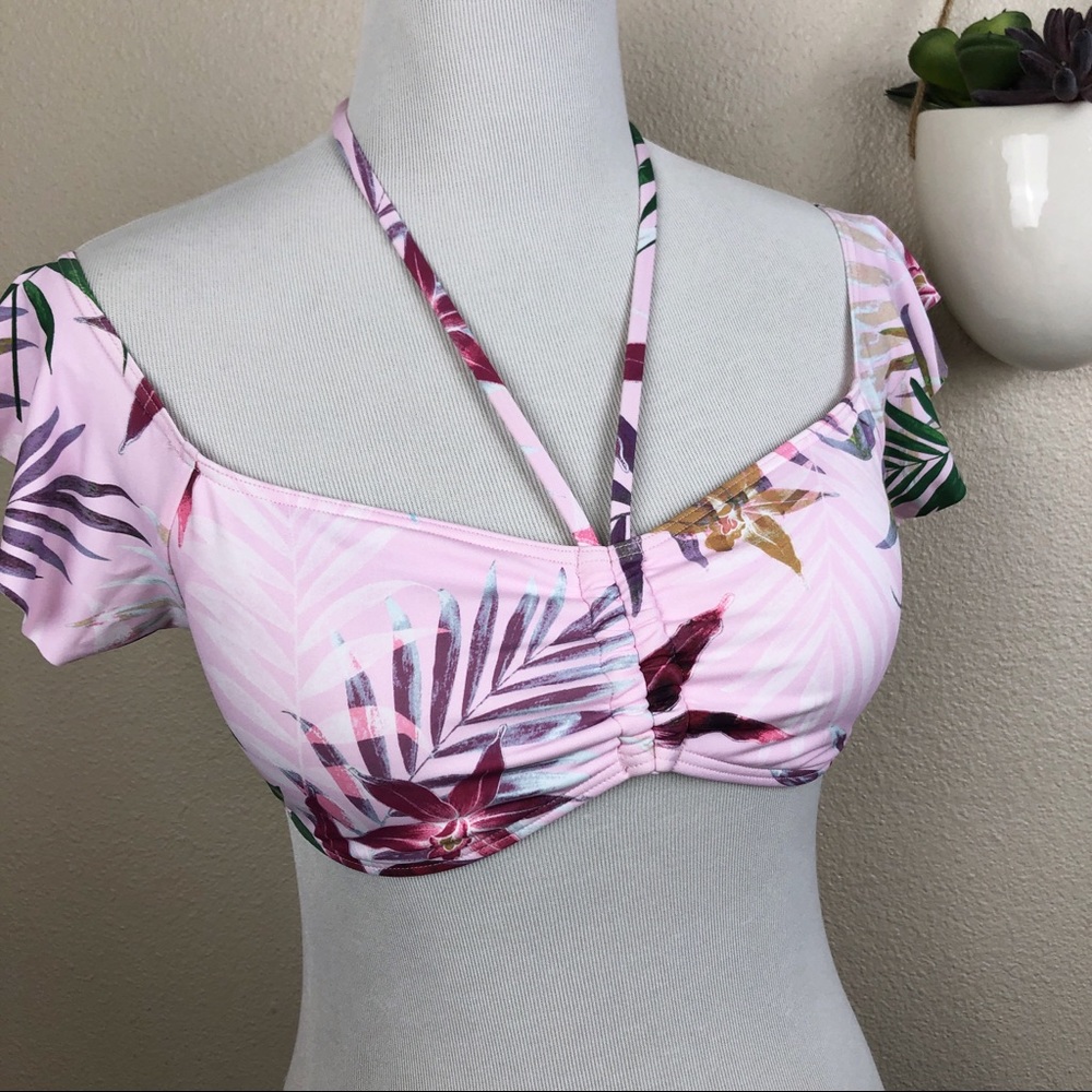✖️SOLD✖️•BAR III• NWOT Palm Reader Ruffle Sleeve Bikini Top - Picture 3 of 11